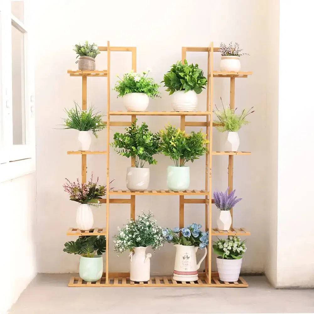 Bamboo 9-Tier Plant Stand & Storage Shelf