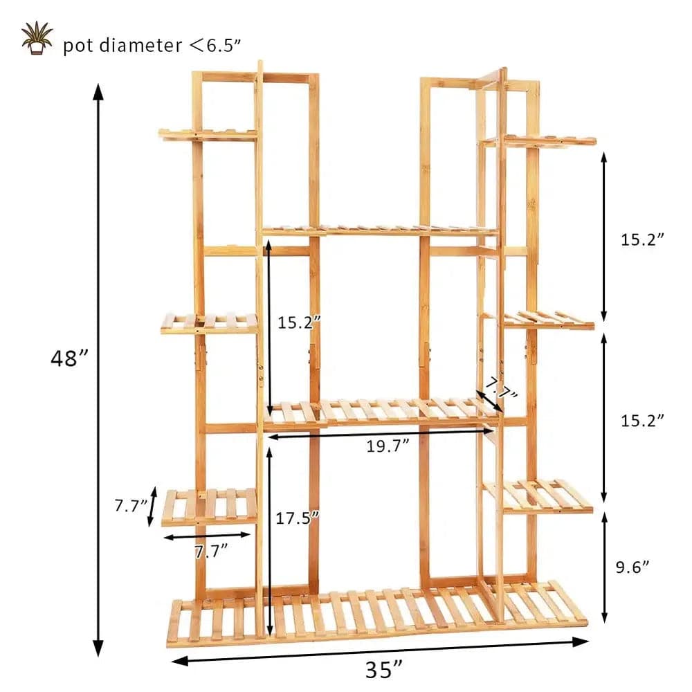 Bamboo 9-Tier Plant Stand & Storage Shelf