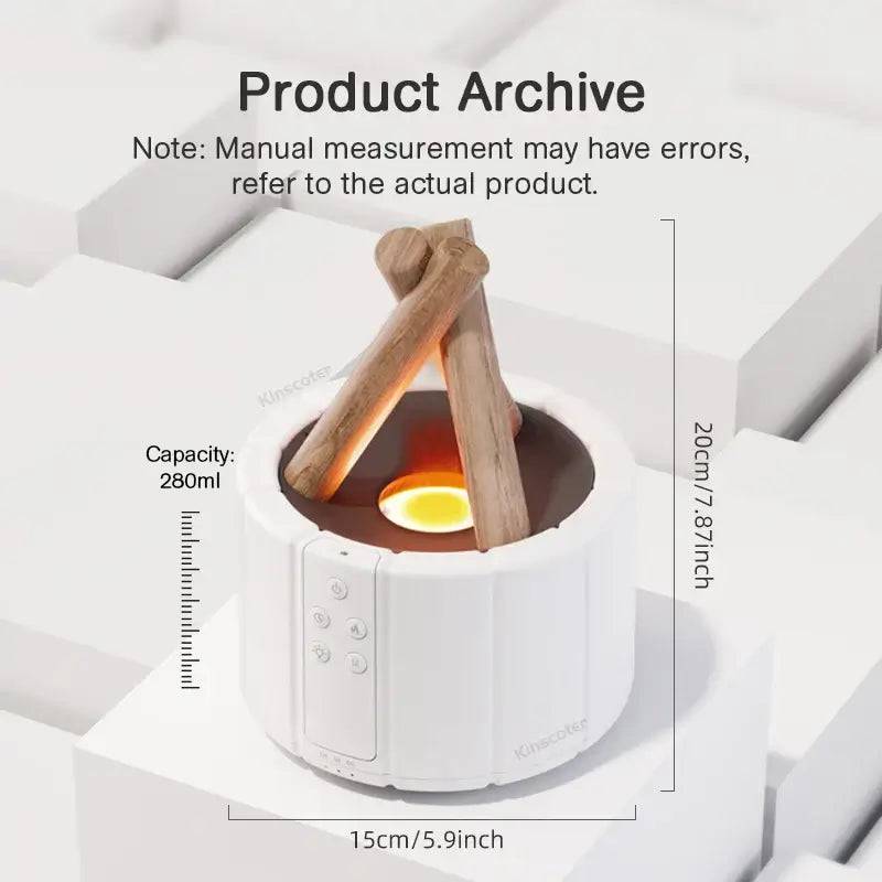 Simulated Flame Ultrasonic Aroma Diffuser with LED Essential Oil Lamp