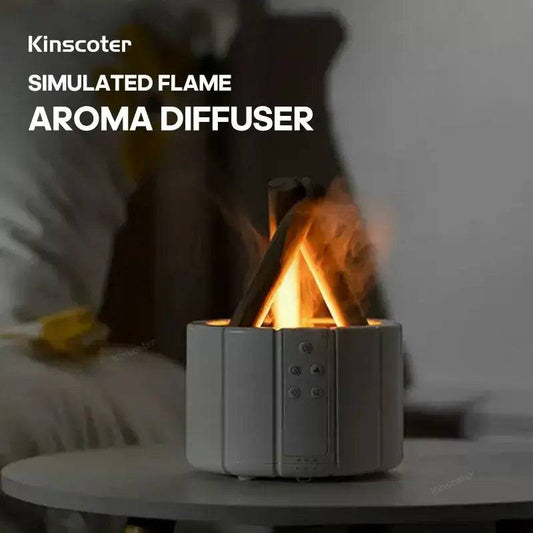 Simulated Flame Ultrasonic Aroma Diffuser with LED Essential Oil Lamp