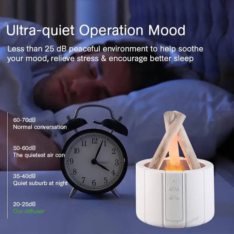 Simulated Flame Ultrasonic Aroma Diffuser with LED Essential Oil Lamp