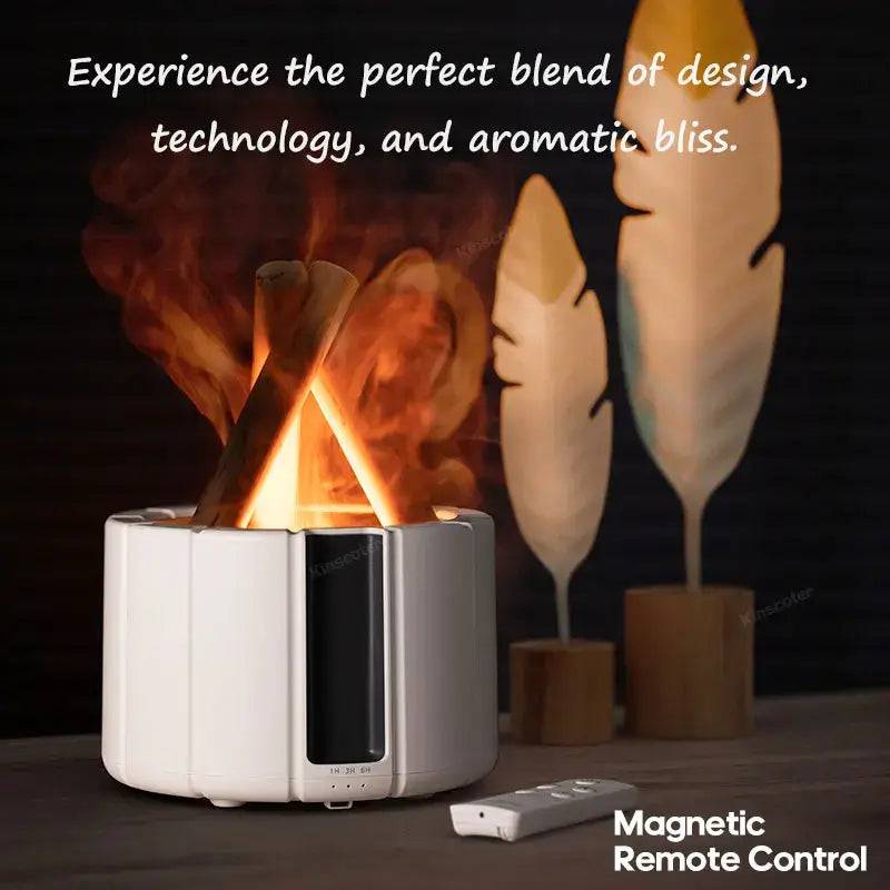 Simulated Flame Ultrasonic Aroma Diffuser with LED Essential Oil Lamp