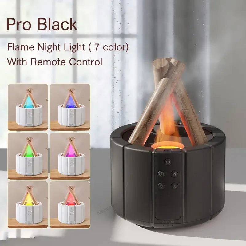 Simulated Flame Ultrasonic Aroma Diffuser with LED Essential Oil Lamp