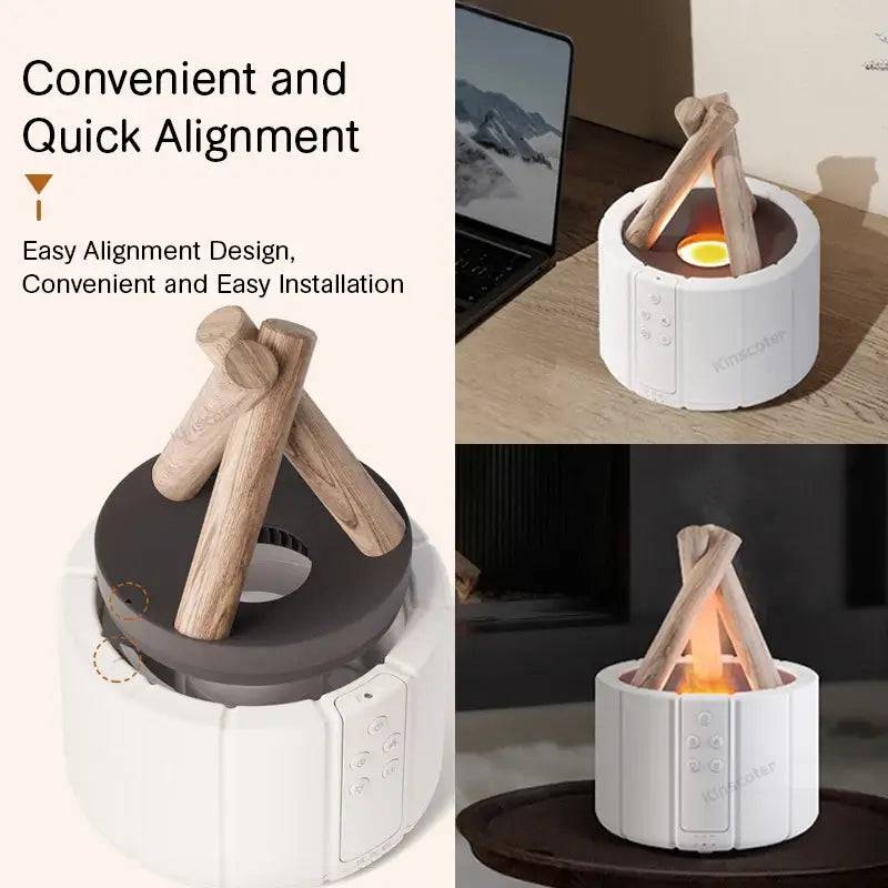 Simulated Flame Ultrasonic Aroma Diffuser with LED Essential Oil Lamp