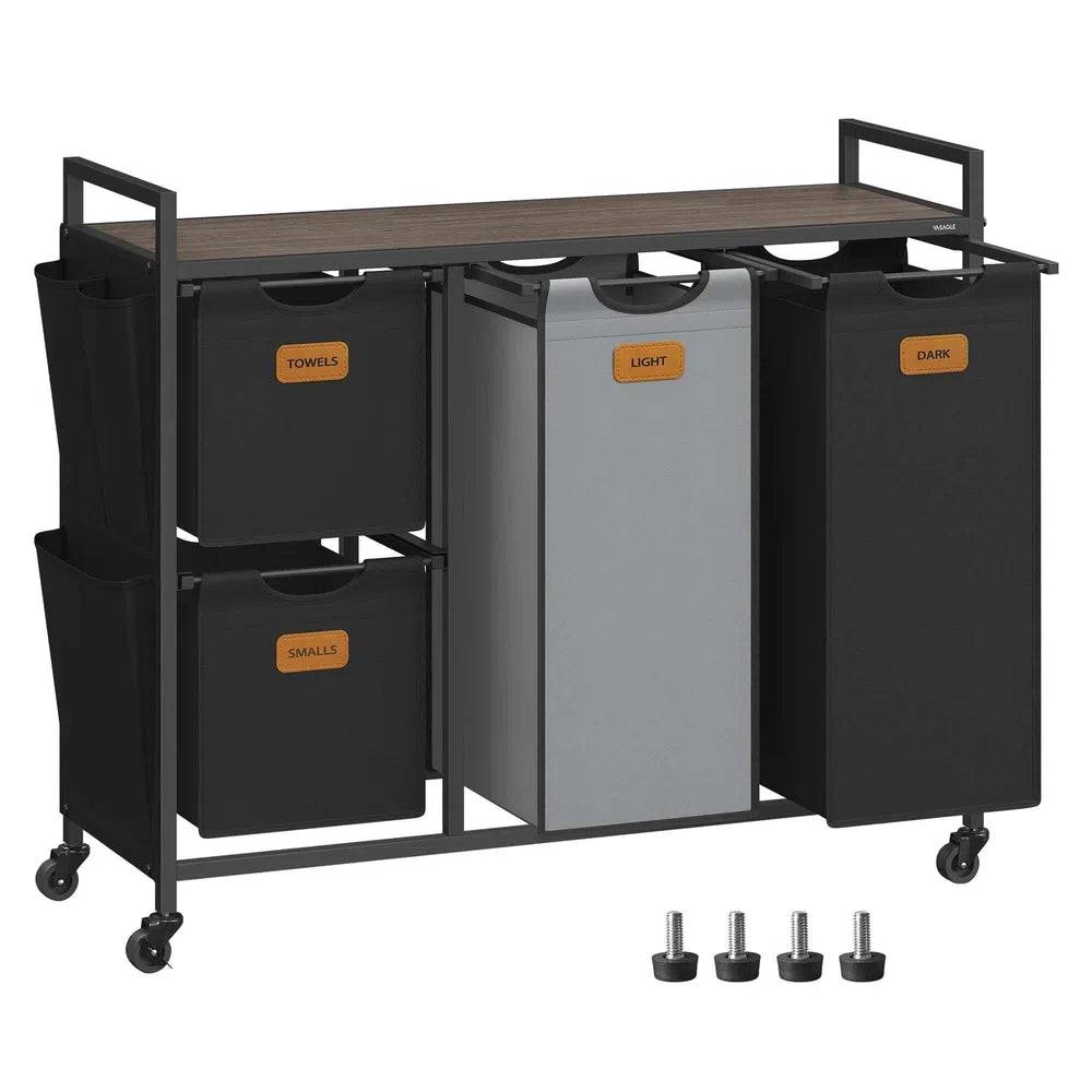Rolling Laundry Hamper with 4 Compartments