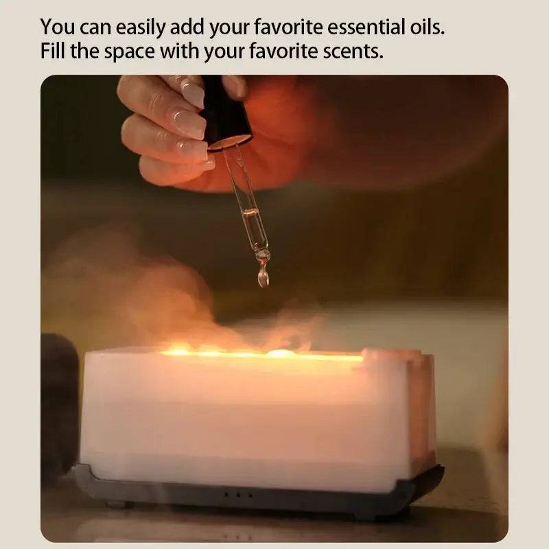 Mini Simulation Flame Aromatherapy Diffuser with LED Light and Timer
