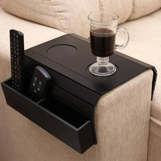 Sofa Tray Table with Remote Control and Mobile Phone Holder