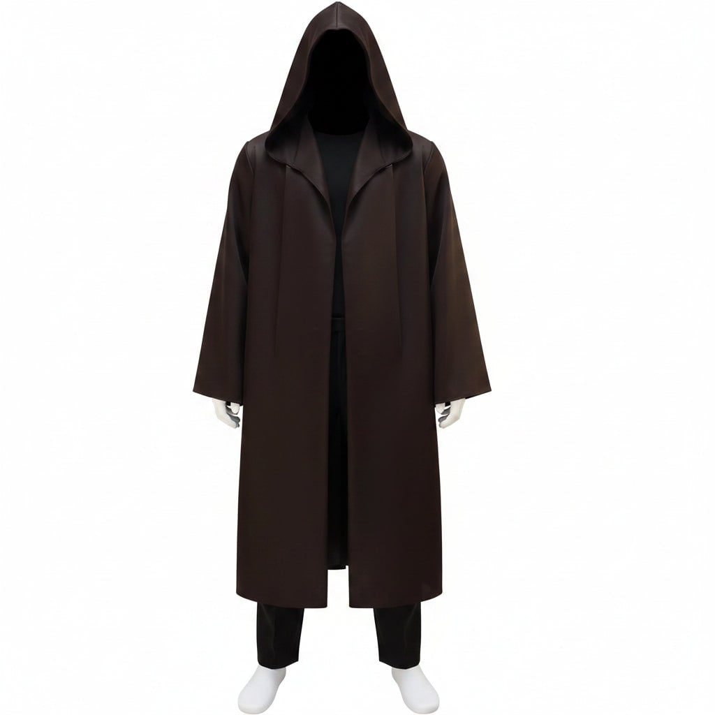 Men's Halloween Cosplay Jedi Costume with Hooded Robe Tunic Pants and Belt Set for Adults