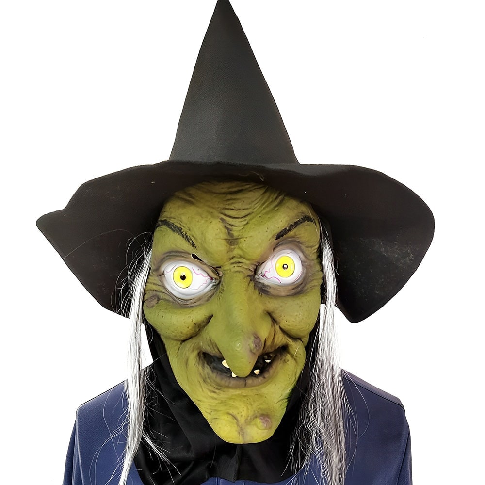 Men's Halloween Realistic Silicone Old Man Mask with Facial Hair and Chest Bib