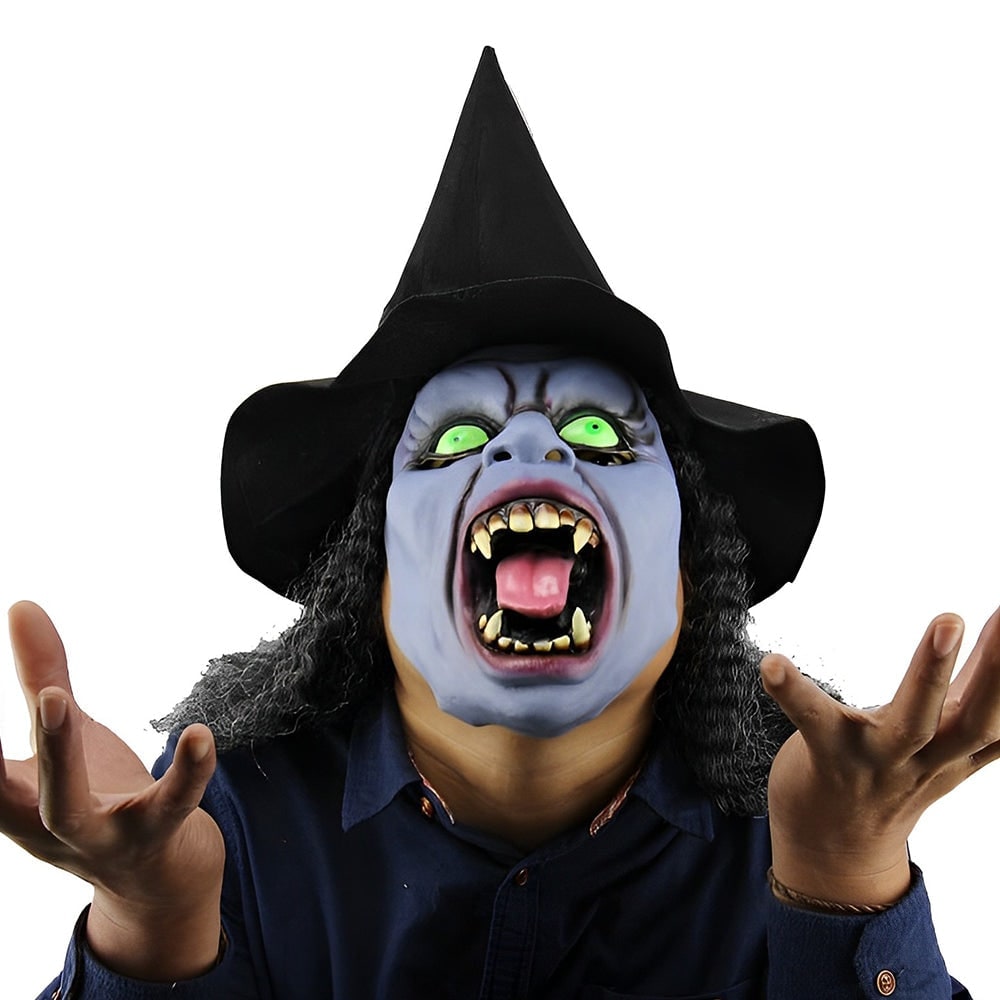 Men's Halloween Realistic Silicone Old Man Mask with Facial Hair and Chest Bib