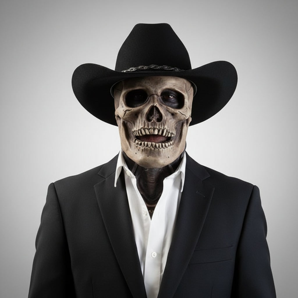 Men's Halloween Skull Skeleton Mask with Exposed Brain and Ribcage Latex Full Head Creepy Costume