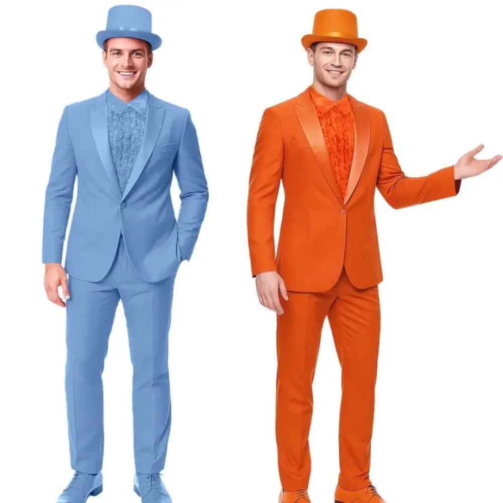 Men's Halloween Tuxedo Costume Prom Formal Suit with Ruffled Shirt Bow Tie and Top Hat