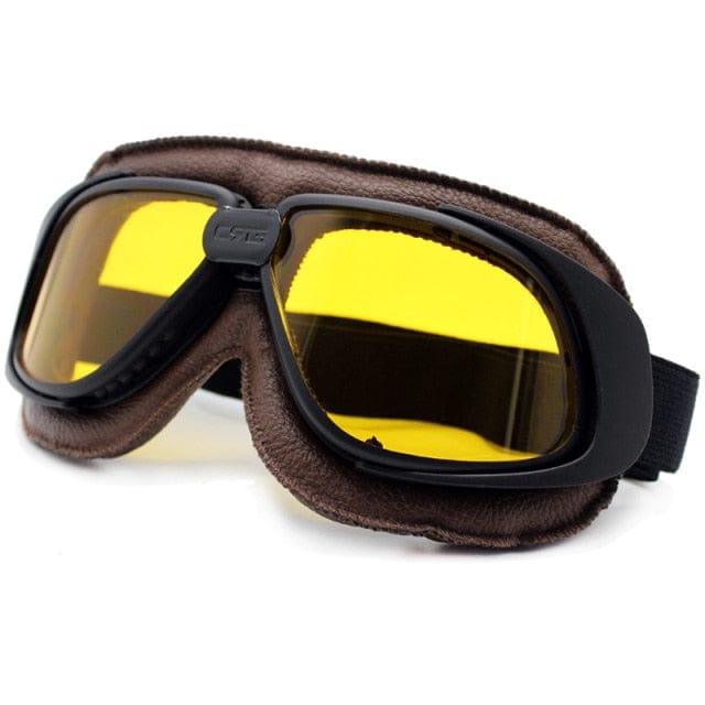 Classic Leather Pilot Biker Goggles