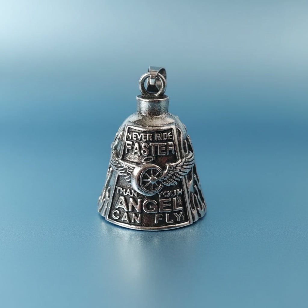 Halloween Motorcycle Guardian Bell Charm with Angel Keychain and Split Ring for Biker Party