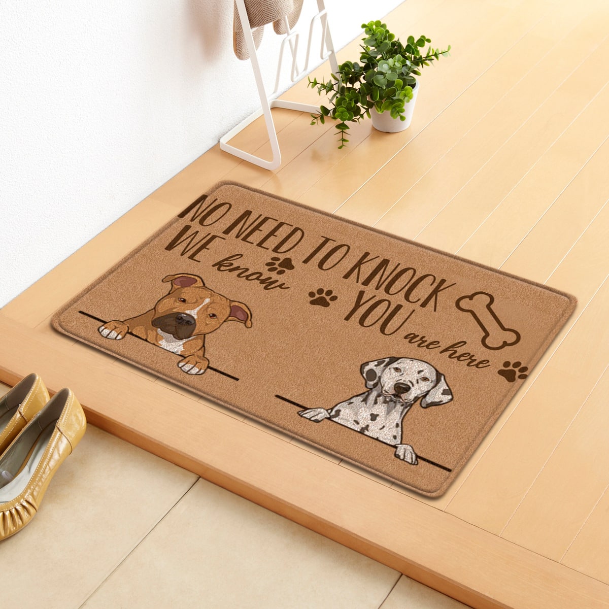 Personalized Custom Doormat for Front Door with Pet Illustrations Washable Indoor Entryway Mat