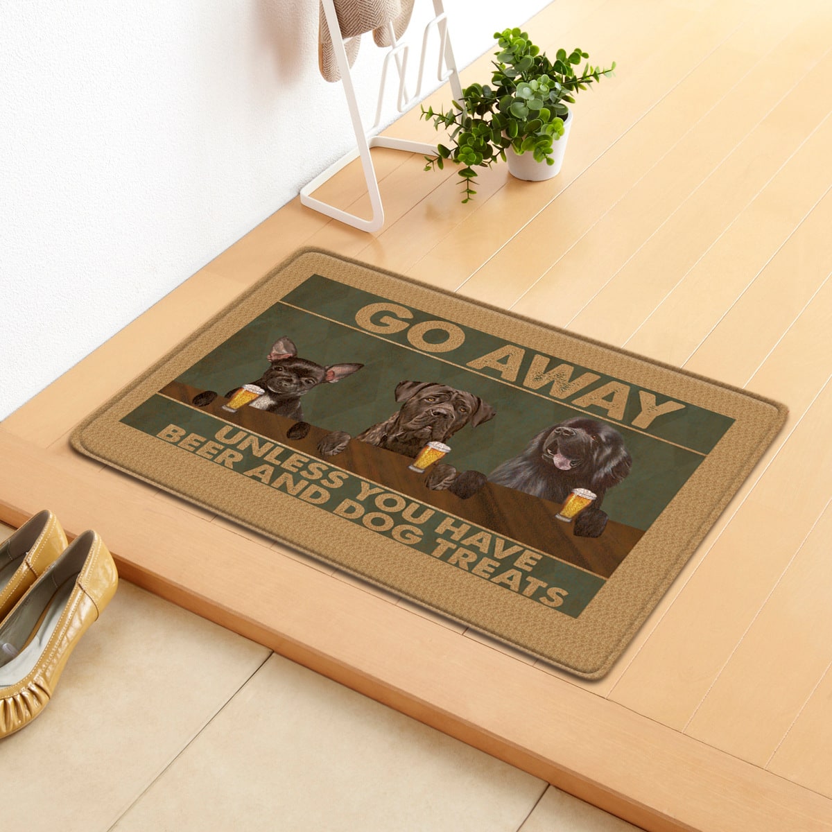 Personalized Custom Doormat for Front Door with Pet Illustrations Washable Indoor Entryway Mat