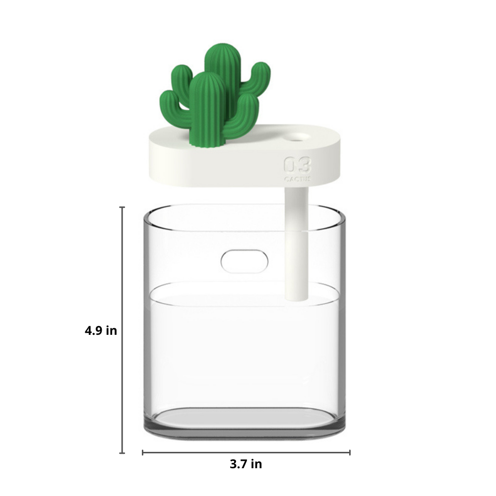 Ultrasonic Essential Oil Diffuser with Cactus Design, 160ml Capacity and Color Night Light