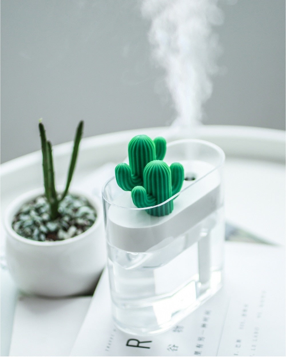 Ultrasonic Essential Oil Diffuser with Cactus Design, 160ml Capacity and Color Night Light