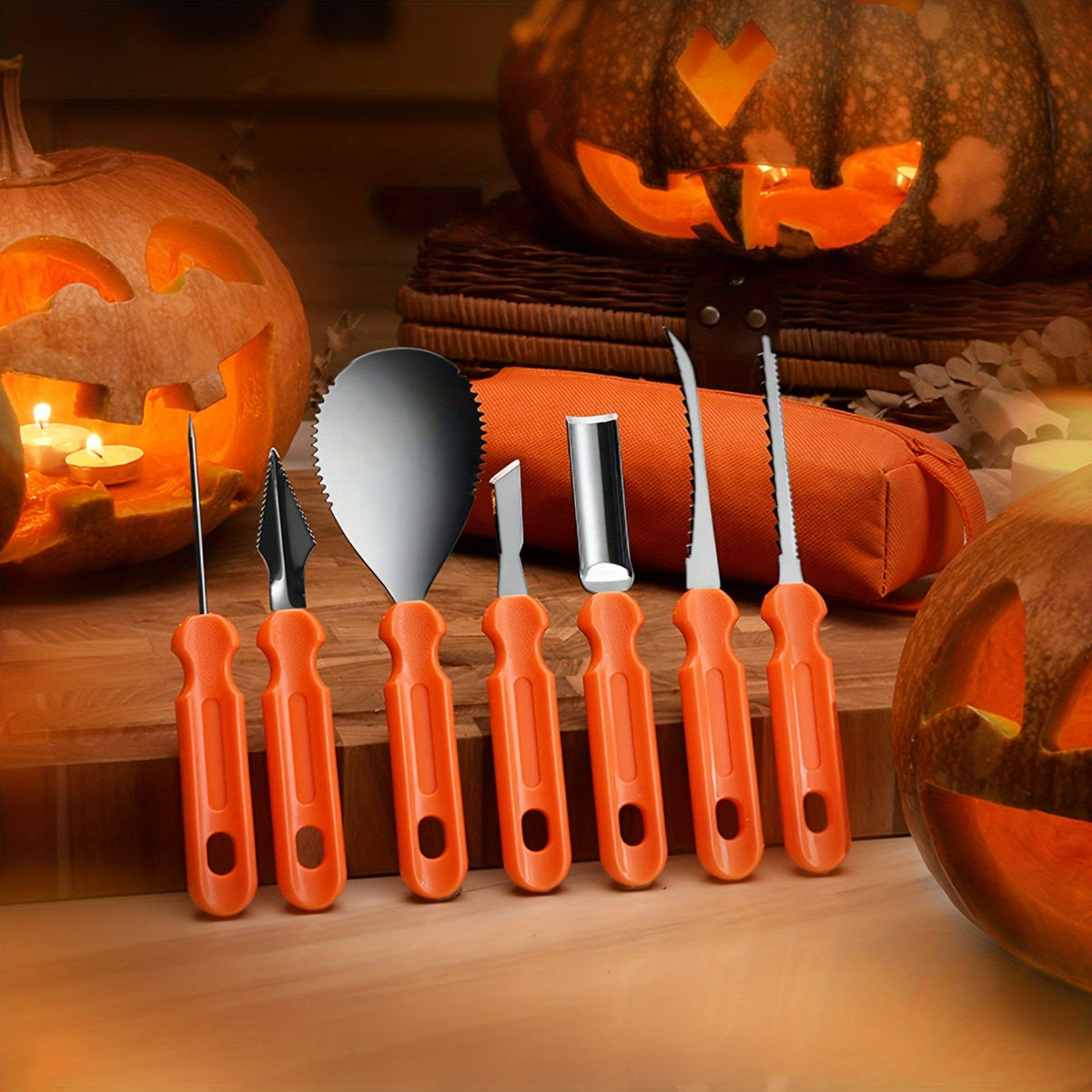 Pumpkin Carving Tools and Kit with Stainless Steel Supplies Storage Bag and Knife Set