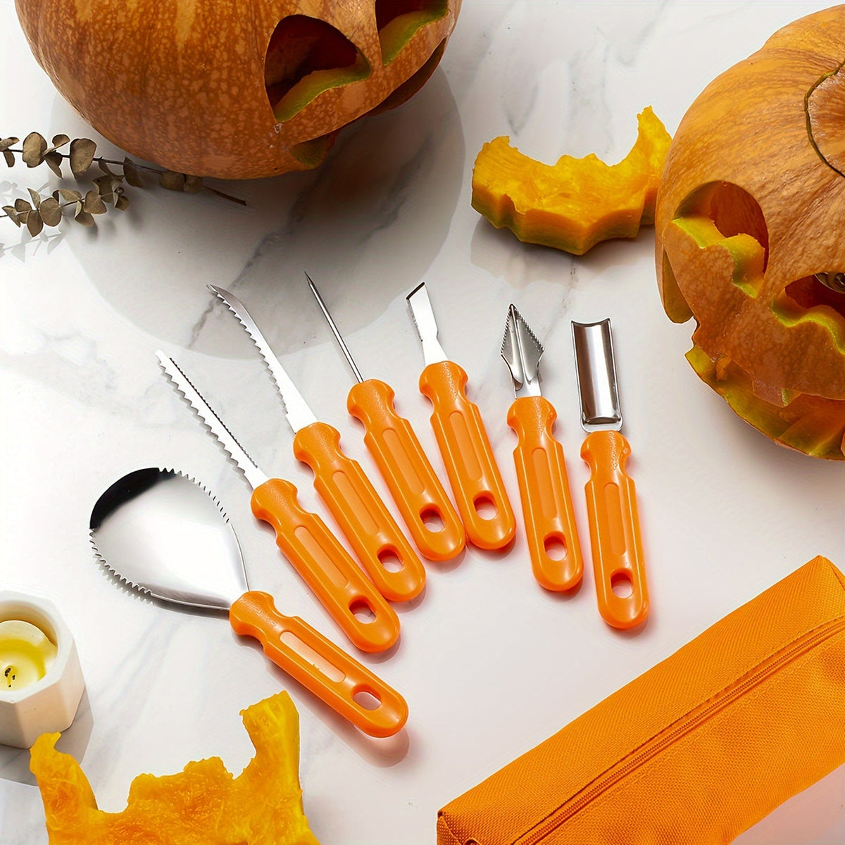 Pumpkin Carving Tools and Kit with Stainless Steel Supplies Storage Bag and Knife Set