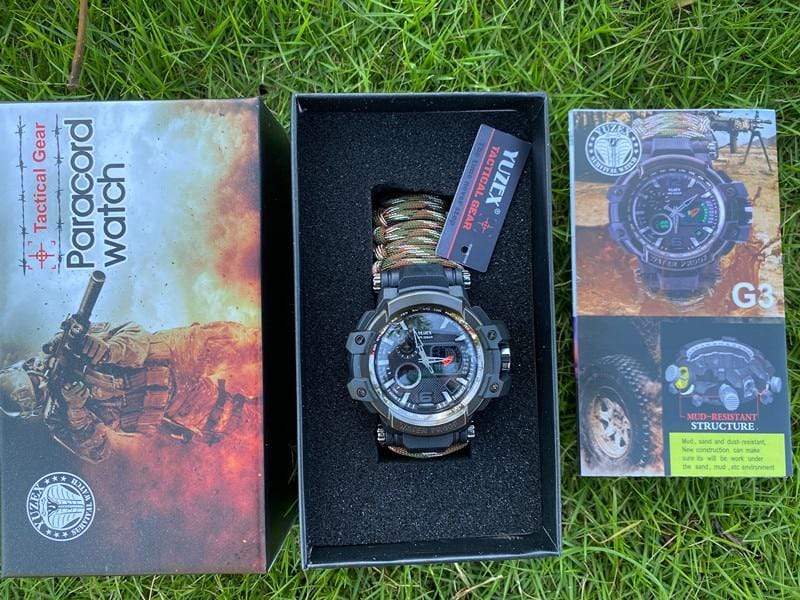 8 in 1 Outdoor  Multi functional Waterproof Military Tactical Paracord Watch Bracelet
