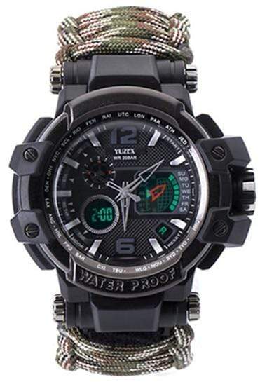 8 in 1 Outdoor  Multi functional Waterproof Military Tactical Paracord Watch Bracelet