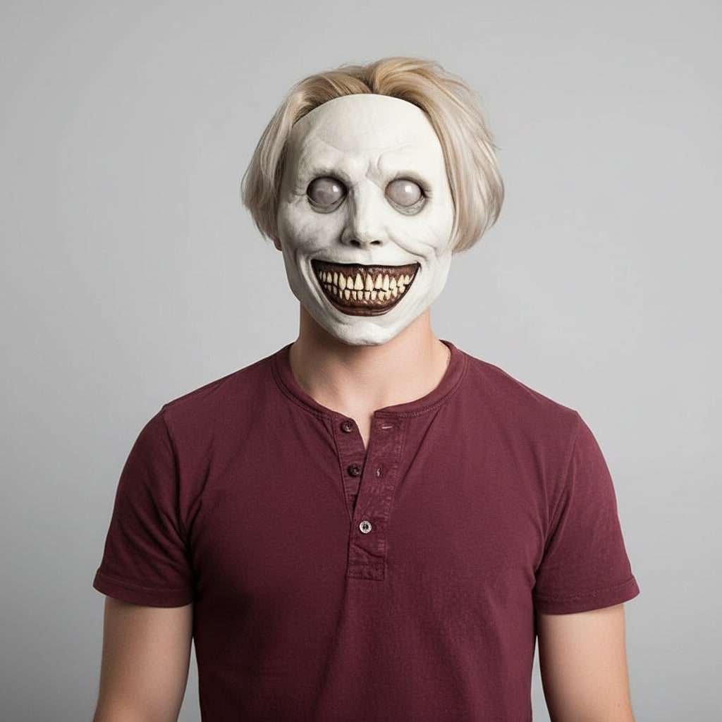 Scary Halloween Mask Creepy Latex Horror with LED and Adjustable Strap for Costume Party