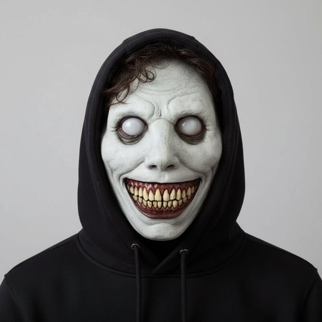 Scary Halloween Mask Creepy Latex Horror with LED and Adjustable Strap for Costume Party