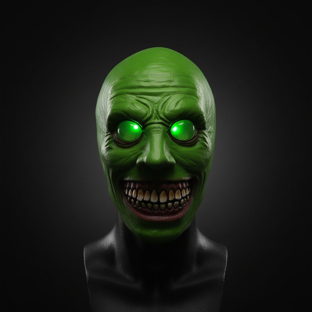 Scary Halloween Mask Creepy Latex Horror with LED and Adjustable Strap for Costume Party
