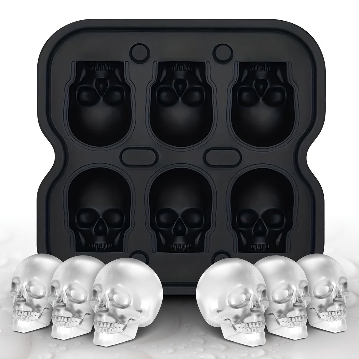 Silicone Skull Ice Cube Maker Tray with Large Reusable Mold for Drinks and Whiskey Ball