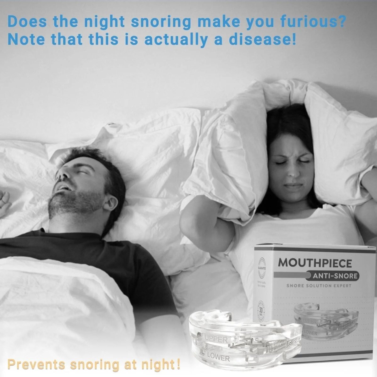 Snorer – Adjustable anti-snoring mouthpiece for peaceful, restful sleep