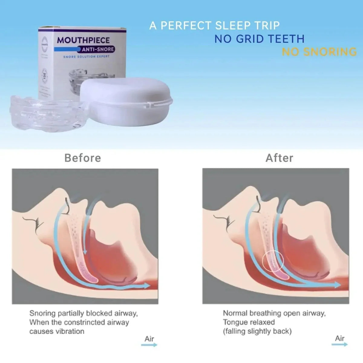 Snorer – Adjustable anti-snoring mouthpiece for peaceful, restful sleep