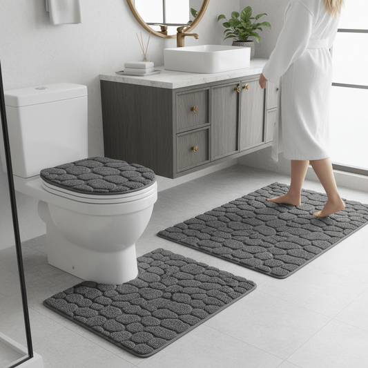 Softura – 3-Piece Non-Slip Bathroom Mat Set with Comfort & Style