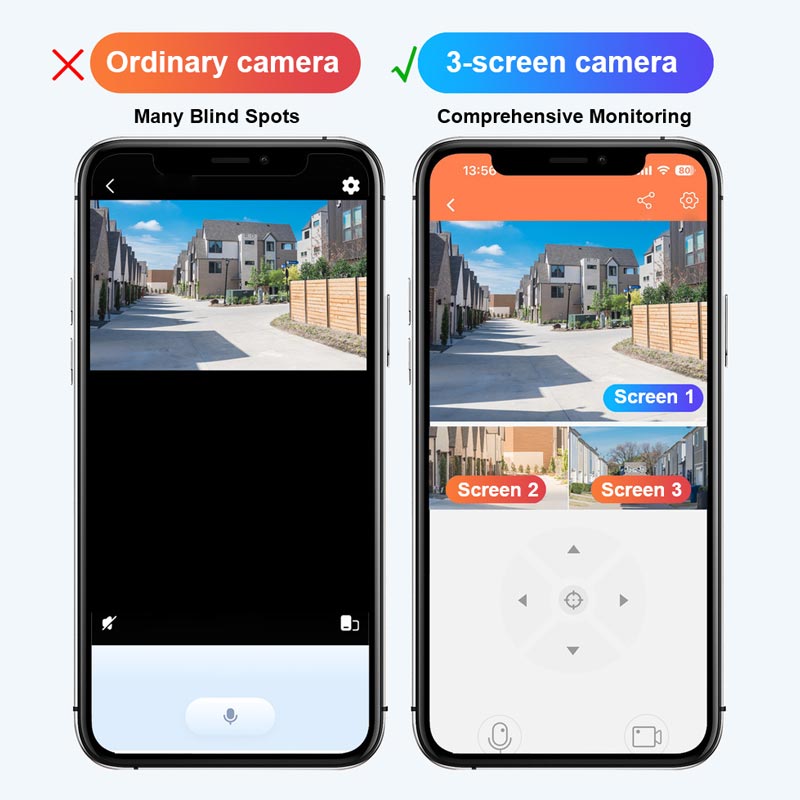 360° Smart Solar Surveillance Camera with Three-screen Monitoring✨