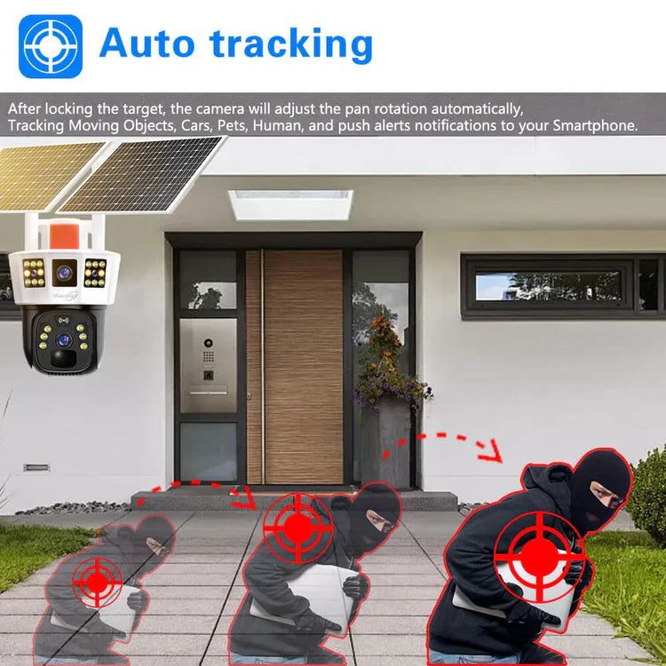 360° Smart Solar Surveillance Camera with Three-screen Monitoring✨