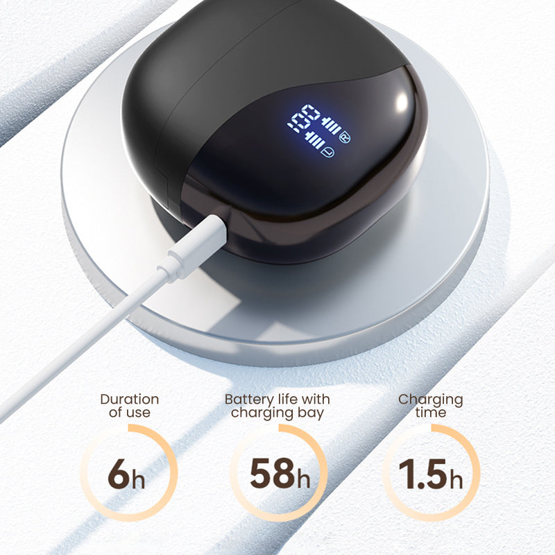360° ACS Panoramic Sound Effects - Wireless Open Ear Headphones with LED Display