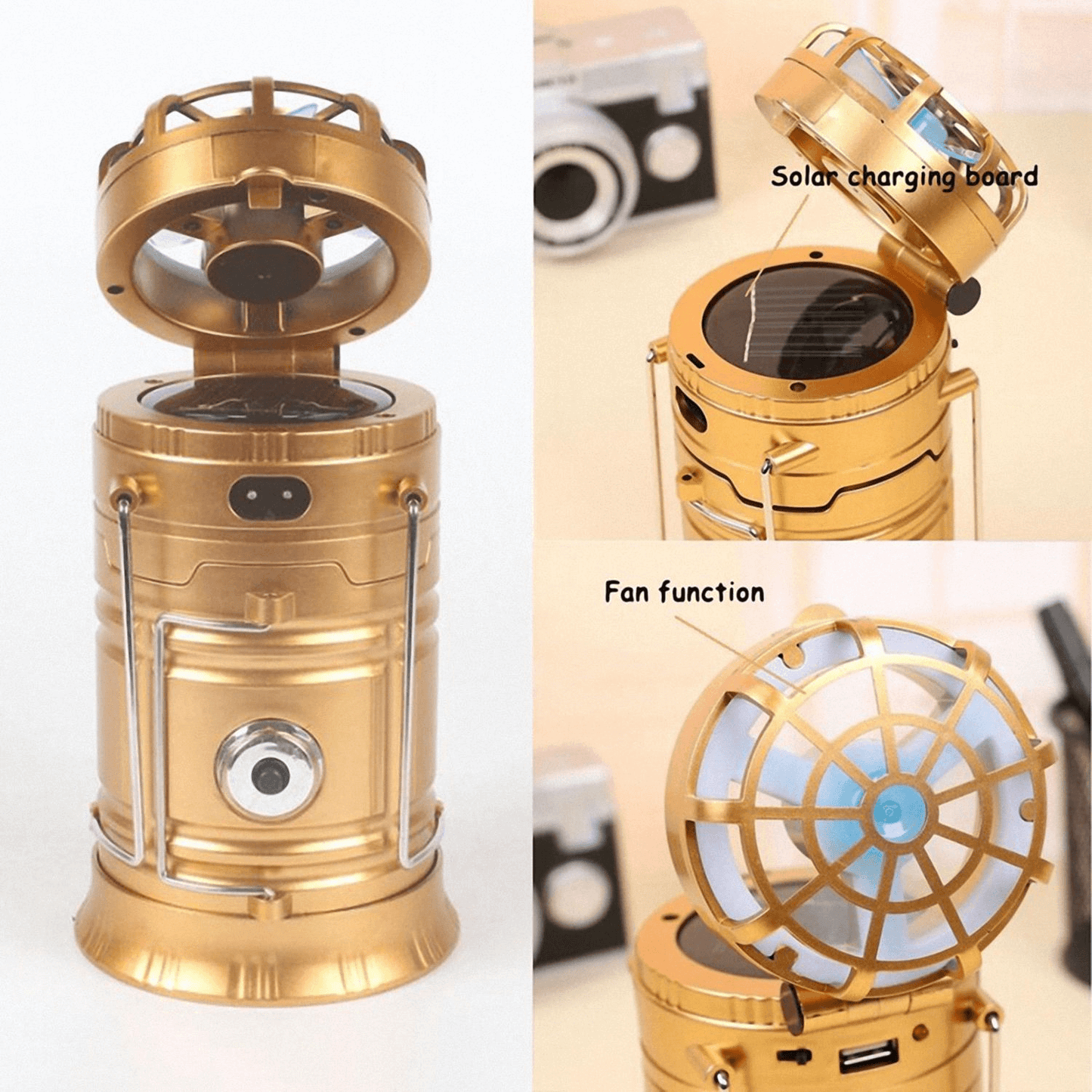 Portable Solar Camping Light With Fan