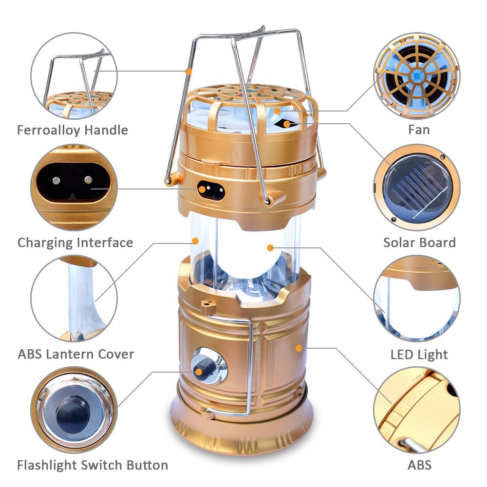 Portable Solar Camping Light With Fan