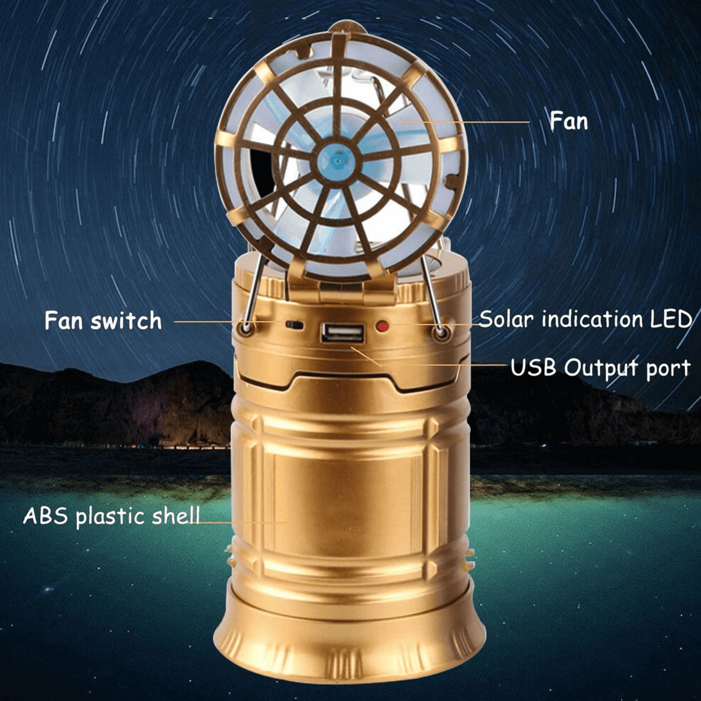 Portable Solar Camping Light With Fan