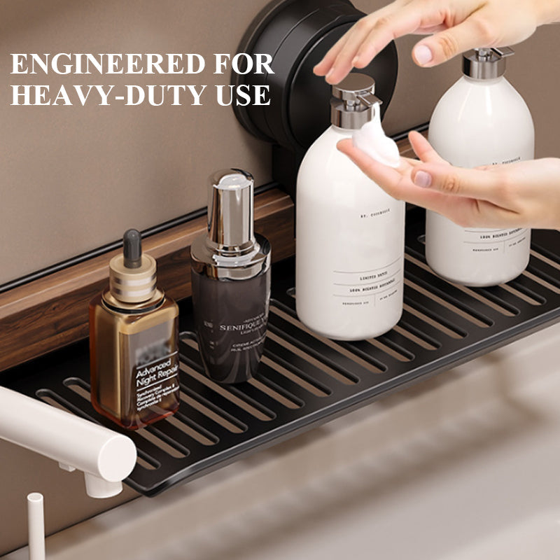Walnut Bathroom, Kitchen Suction Cup Shelf
