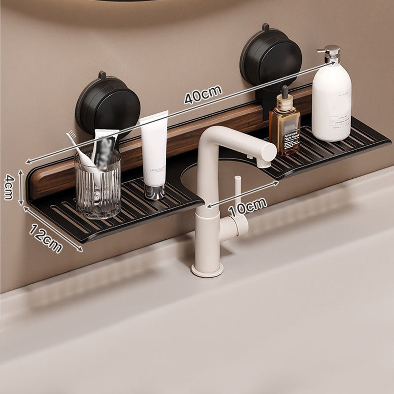 Walnut Bathroom, Kitchen Suction Cup Shelf