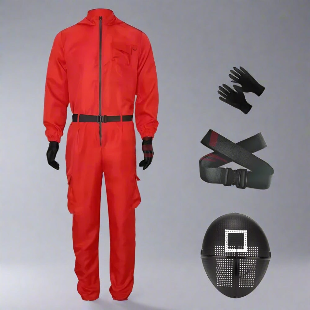 survival game Guard Costume Jumpsuit with Mask and Belt