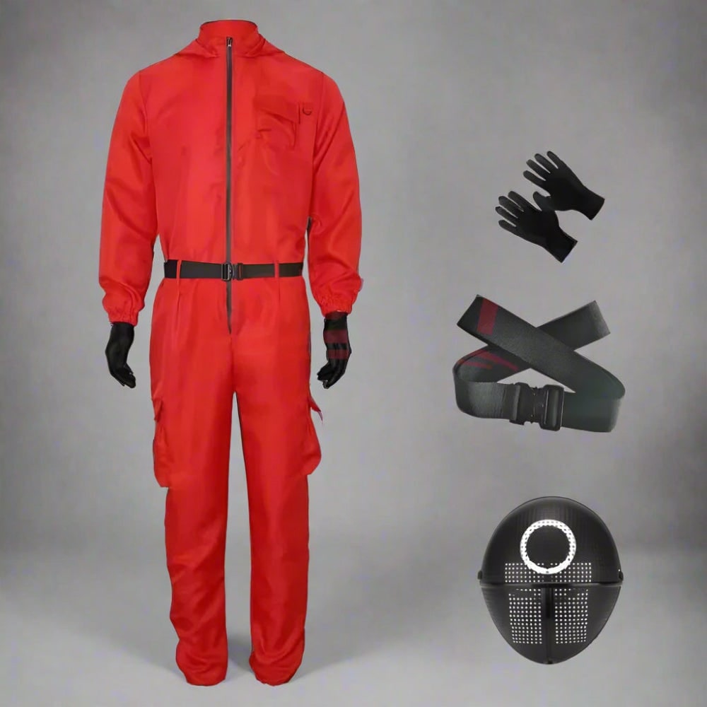 survival game Guard Costume Jumpsuit with Mask and Belt