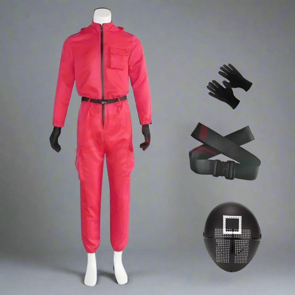 survival game Guard Costume Jumpsuit with Mask and Belt