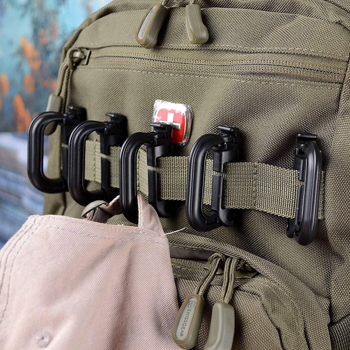 10 Pack Multipurpose D-Ring Locking for Molle Webbing Straps