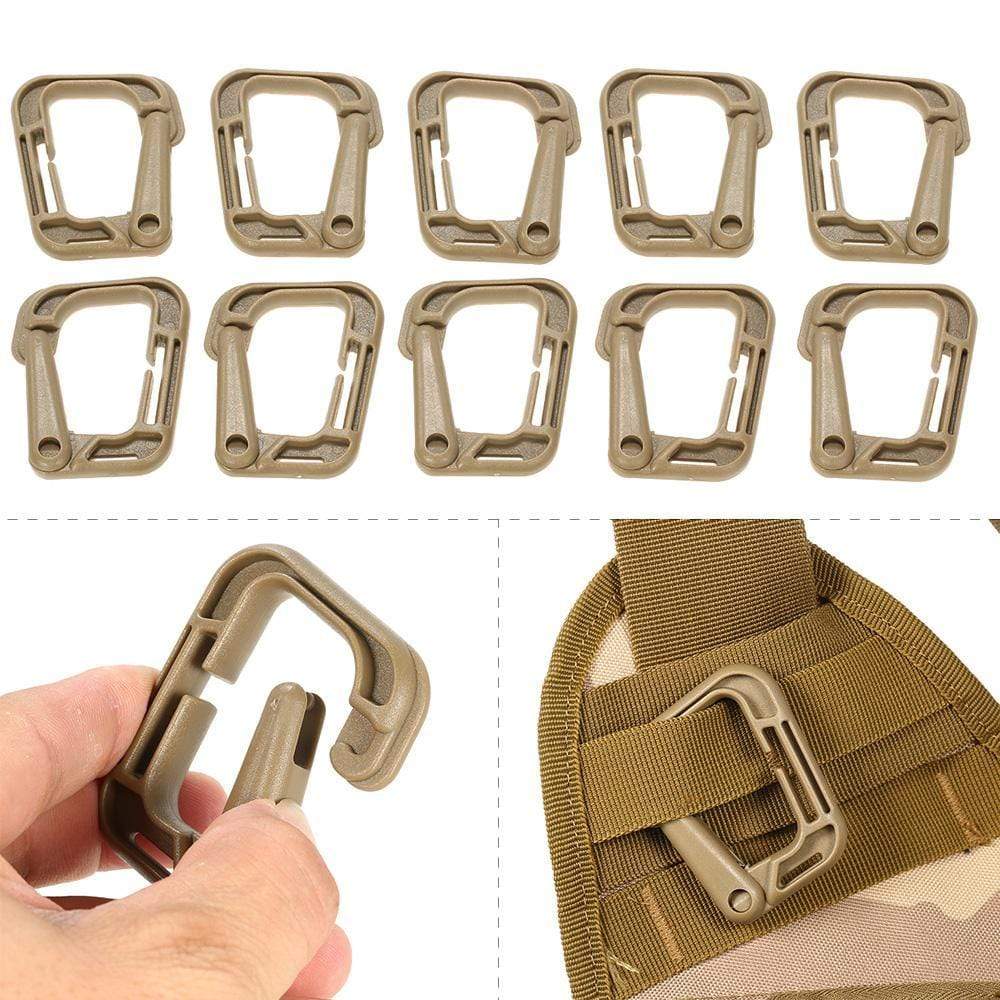 10 Pack Multipurpose D-Ring Locking for Molle Webbing Straps