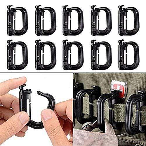 10 Pack Multipurpose D-Ring Locking for Molle Webbing Straps