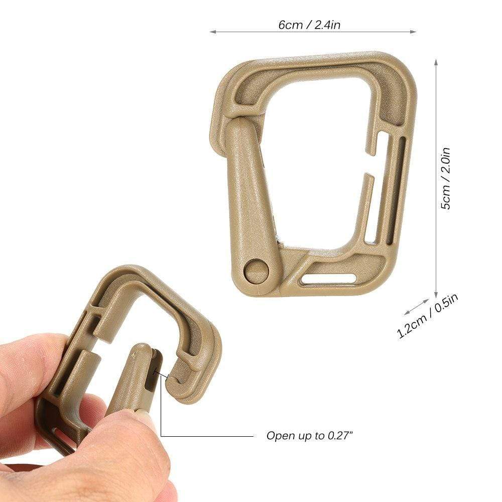 10 Pack Multipurpose D-Ring Locking for Molle Webbing Straps