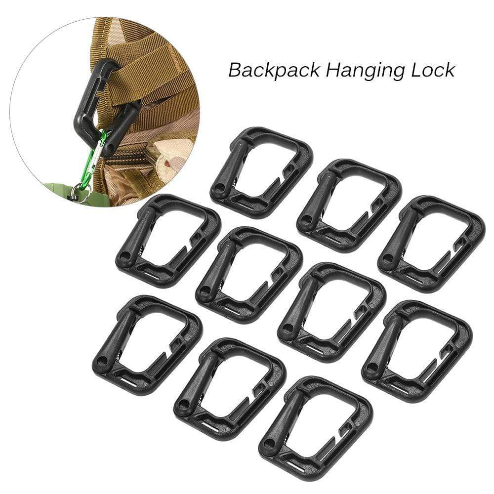 10 Pack Multipurpose D-Ring Locking for Molle Webbing Straps