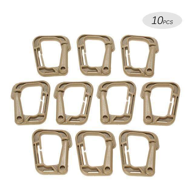 10 Pack Multipurpose D-Ring Locking for Molle Webbing Straps